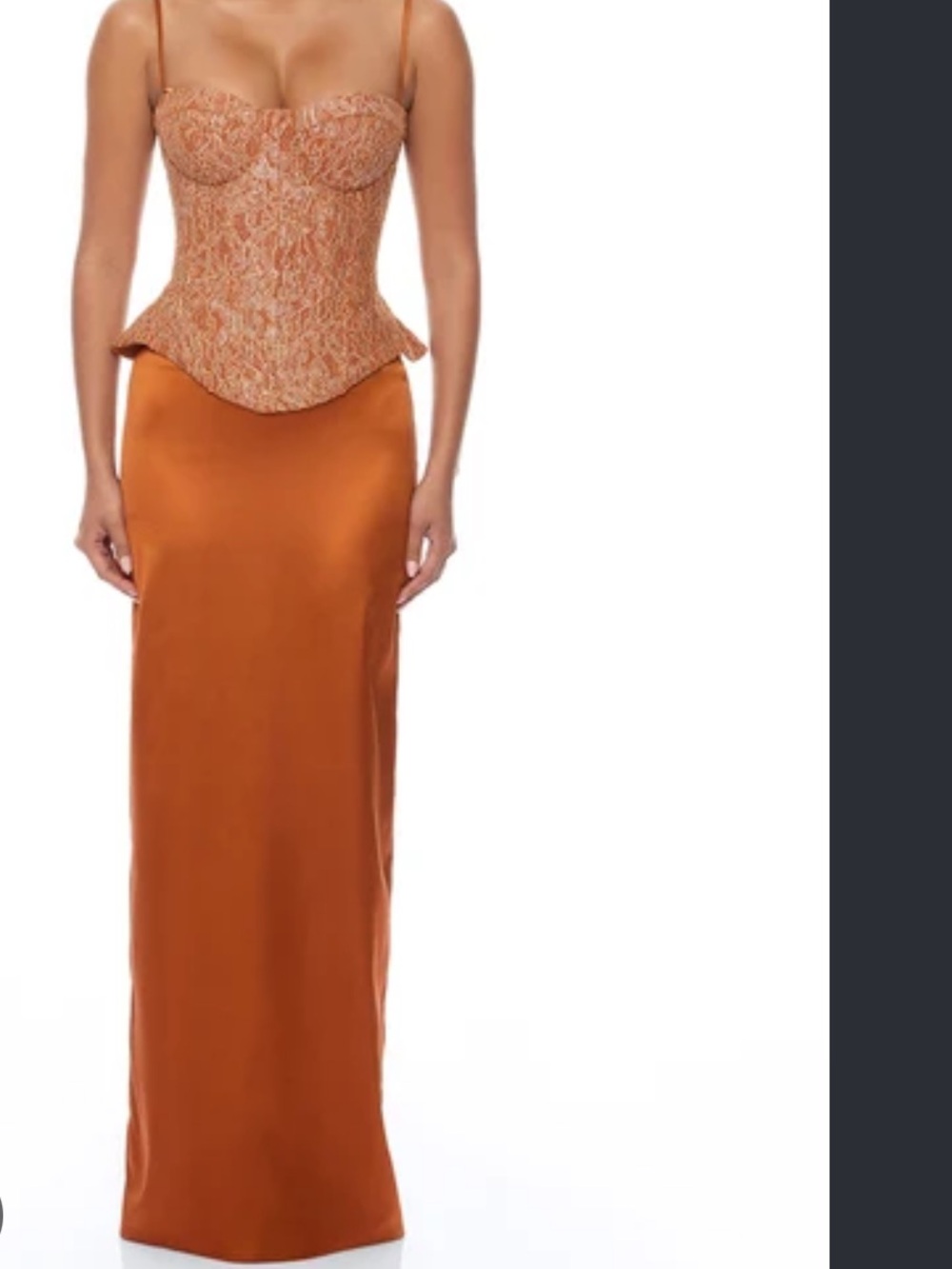 Fashion nova 2 piece corset + satin skirt